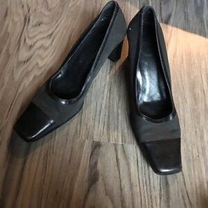 Coach square toe‎ chunky 4” Heels Leather Pump work